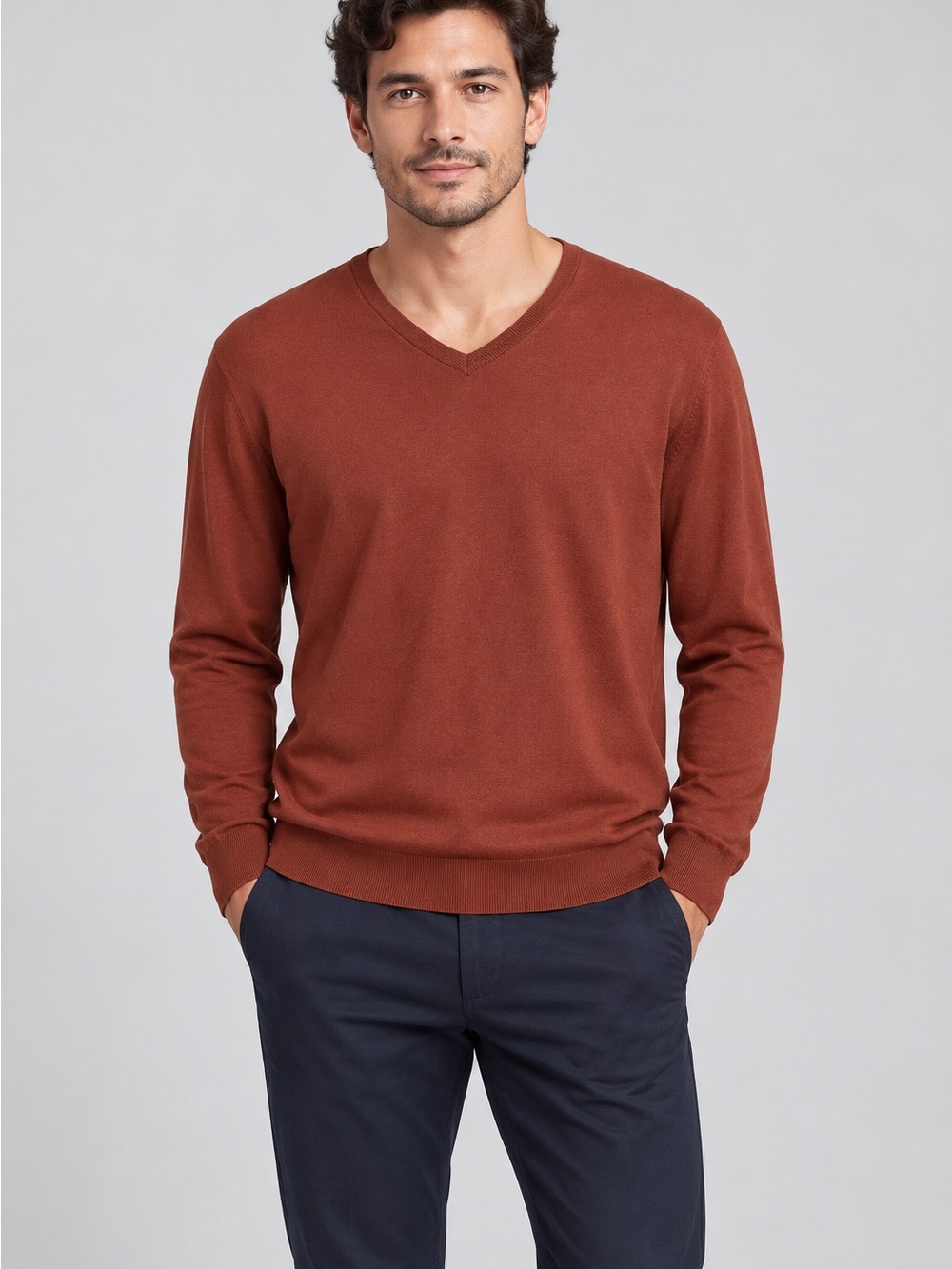 Banana Republic Men’s 75% Silk V-Neck Sweater Rust L
